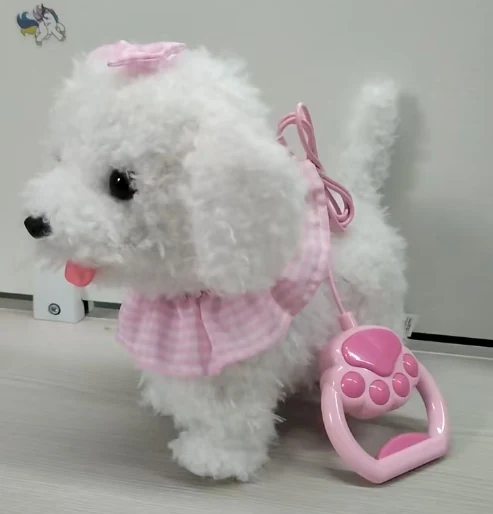 Tongue-out walking puppy — white