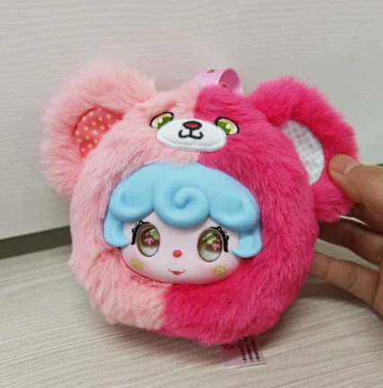 Mini plush charm — pink bear costume