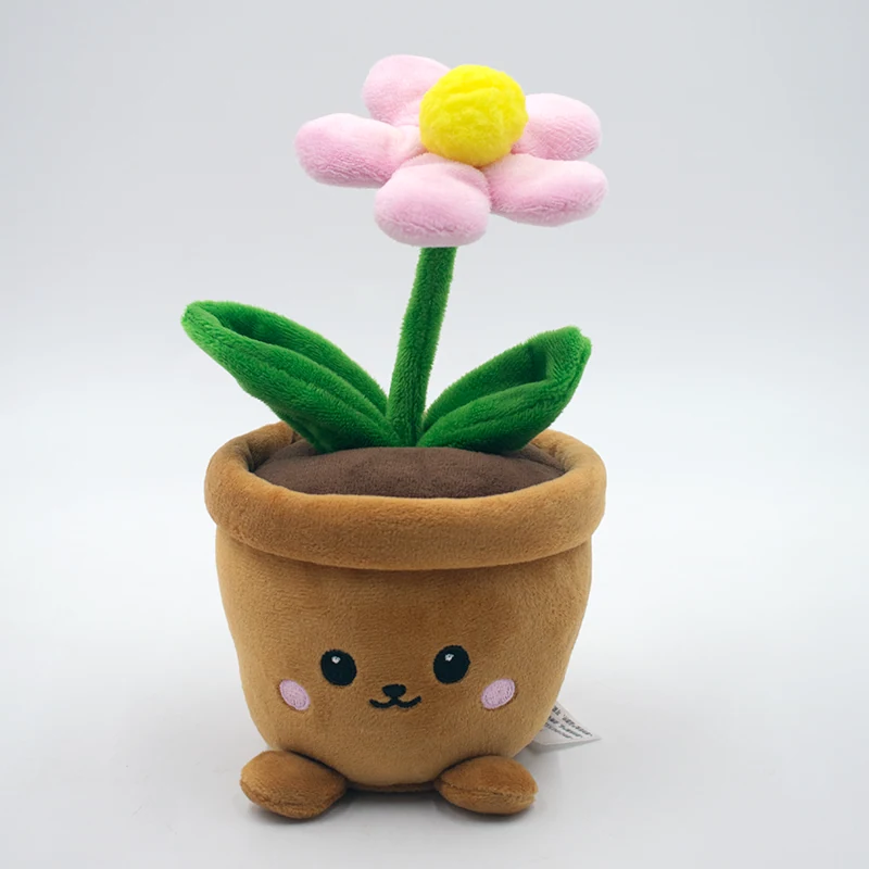 Potted plush — single pink daisy