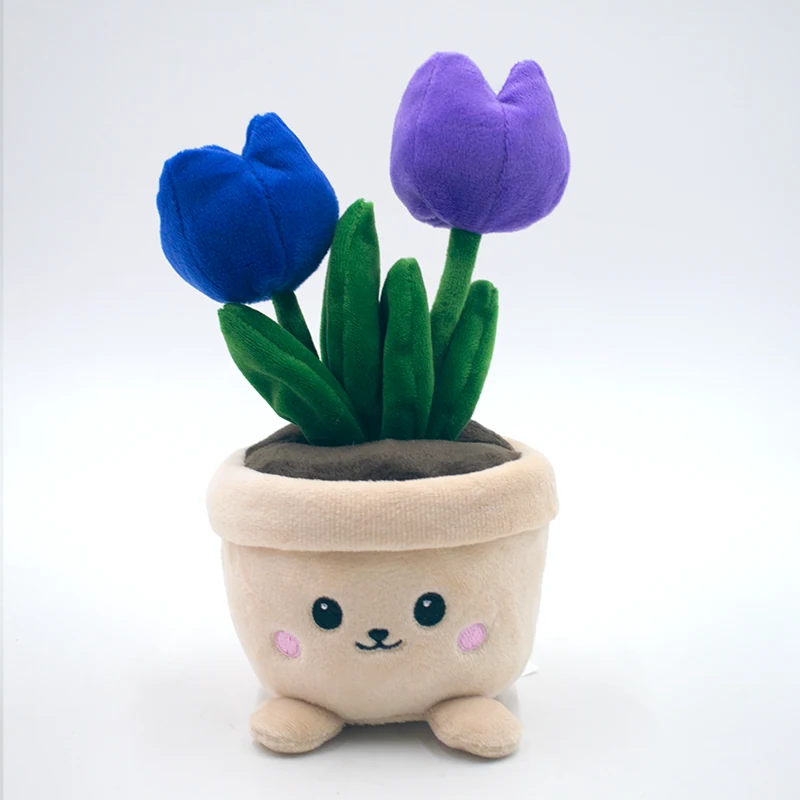 Potted plush — blue and purple tulips